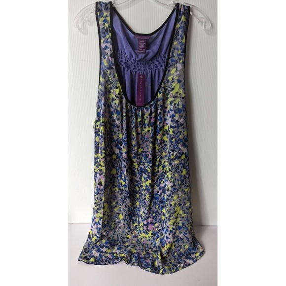 Beverly Drive Womens Reversible Blouse Size 20 22 Floral Top Smocked Neon Purple - Picture 4 of 12